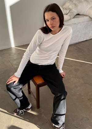 Fenna o-neck pointelle bluse Off White Boii Studios 